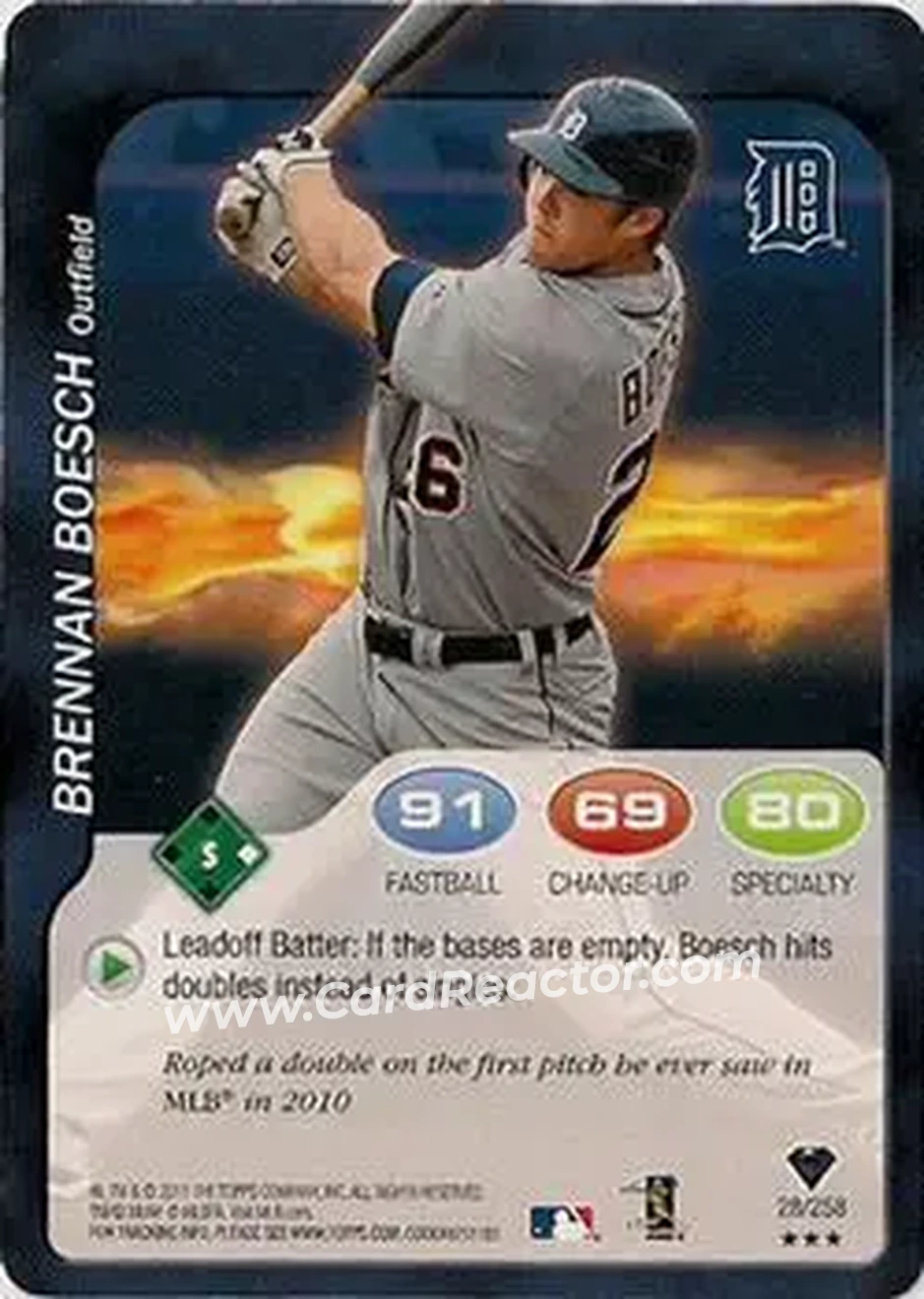 2011 Topps Attax #28 - Brennan Boesch - Detroit Tigers - Front