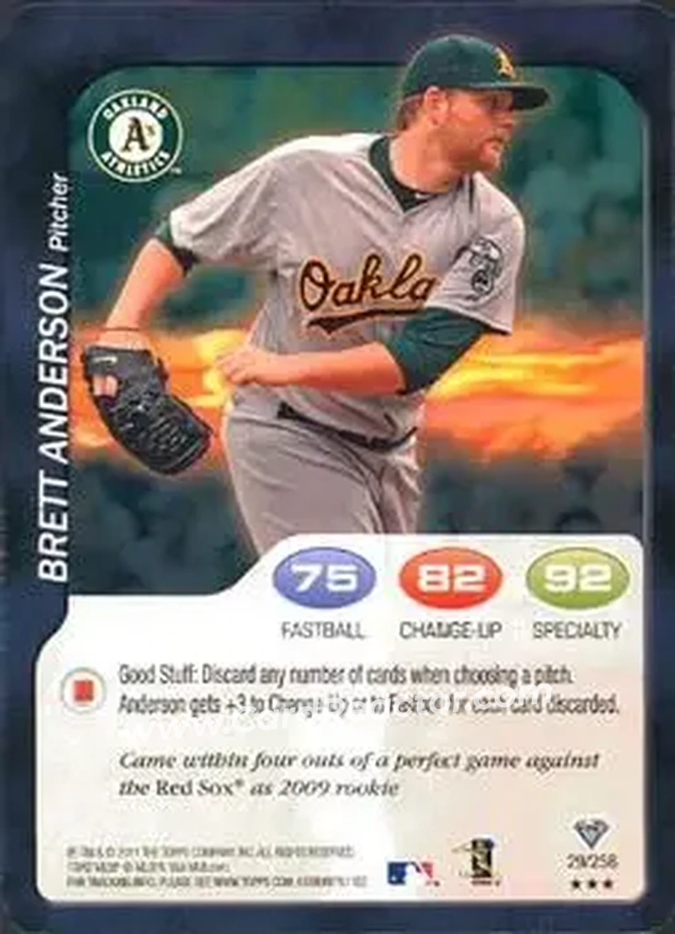 2011 Topps Attax #29 - Brett Anderson - Oakland Athletics - Front