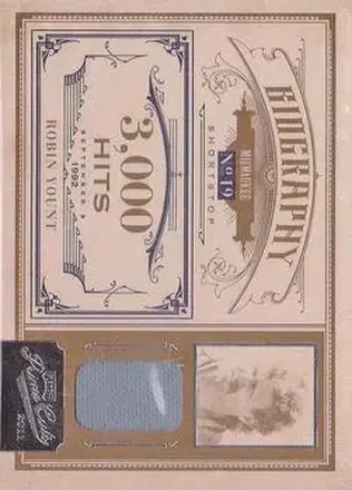 2011 Panini Prime Cuts - Biography Materials #8 - Robin Yount - Milwaukee Brewers