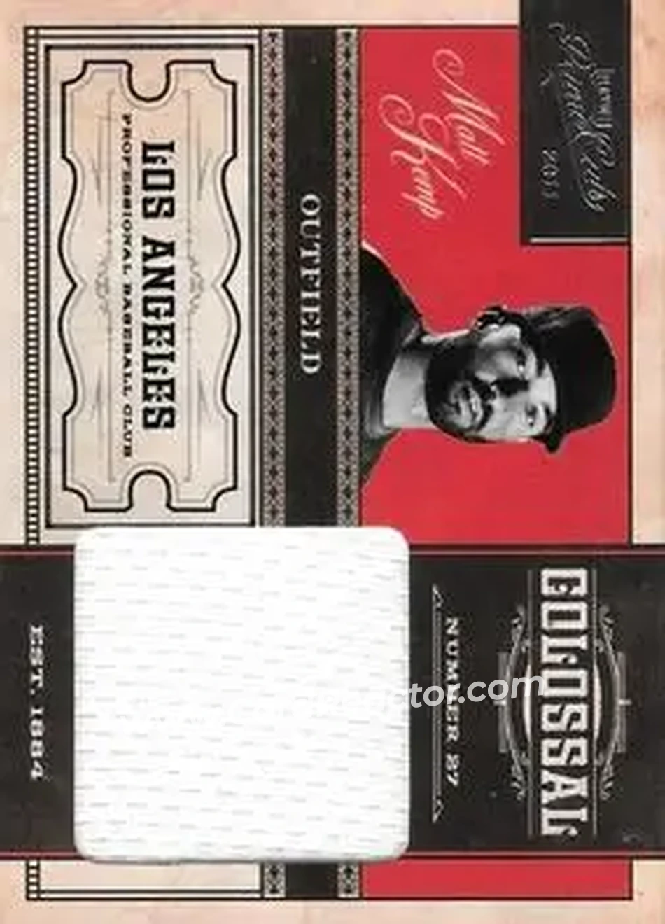 2011 Panini Prime Cuts - Colossal Materials #4 - Matt Kemp - Los Angeles Dodgers - Front 2011 Panini Prime Cuts - Colossal Materials #4 - Matt Kemp - Los Angeles Dodgers - Front