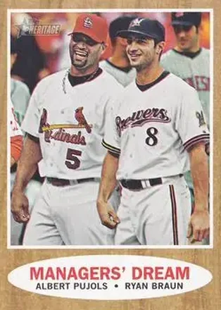 2011 Topps Heritage #18 Managers' Dream (Albert Pujols - Ryan Braun) CPC - St. Louis Cardinals - Milwaukee Brewers