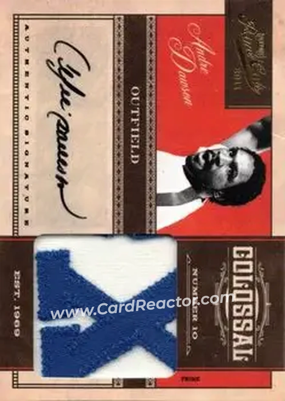 2011 Panini Prime Cuts - Colossal Materials Signatures Prime #10 - Andre Dawson - Montreal Expos - Front