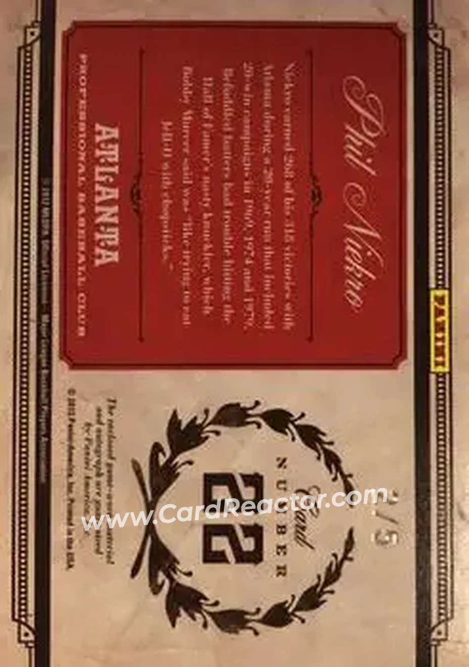 2011 Panini Prime Cuts - Colossal Materials Signatures Prime #22 - Phil Niekro - Atlanta Braves - Back