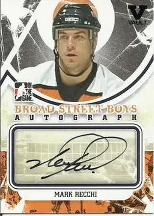 2011-12 In The Game Broad Street Boys - Autographs Black #A-MR - Mark Recchi - Philadelphia Flyers