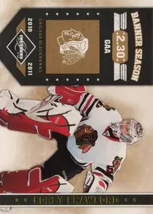 2011-12 Panini Limited - Banner Season Gold Spotlight #7 - Corey Crawford - Chicago Blackhawks
