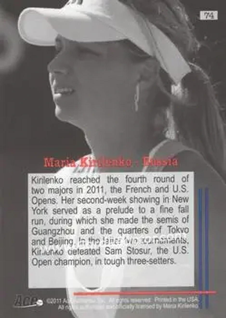 2011 Ace Authentic Match Point 2 #74 - Maria Kirilenko - Back 2011 Ace Authentic Match Point 2 #74 - Maria Kirilenko - Back