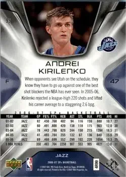 Back of Andrei Kirilenko