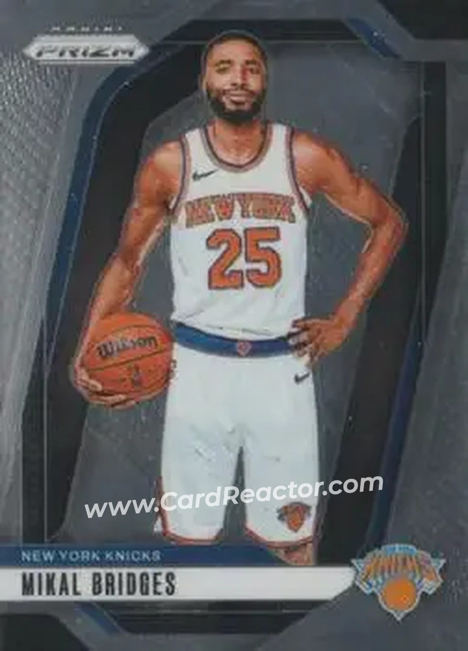 2024-25 Panini Prizm #15 - Mikal Bridges - New York Knicks - Front 2024-25 Panini Prizm #15 - Mikal Bridges - New York Knicks - Front