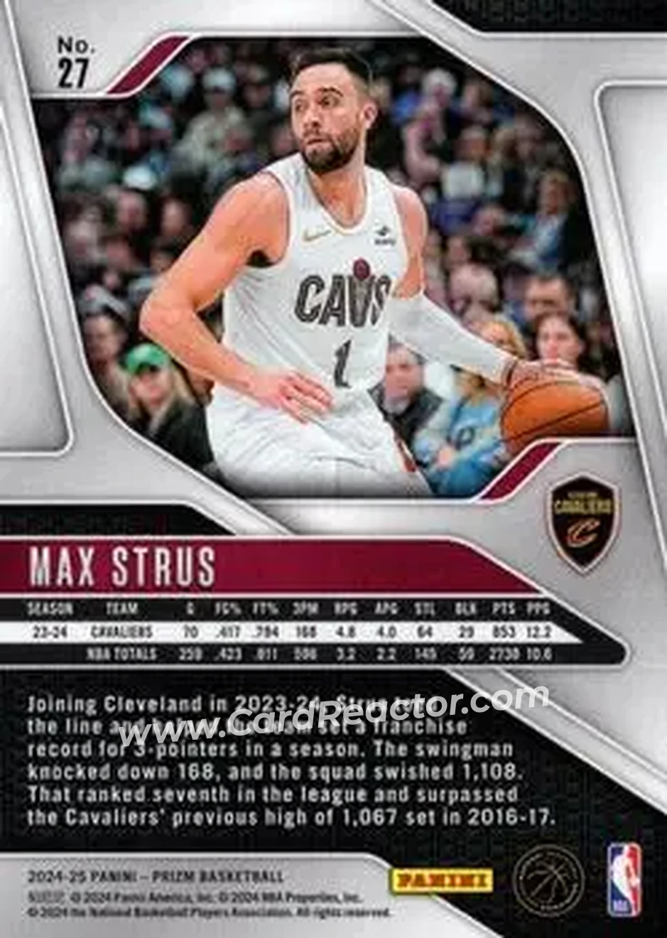 2024-25 Panini Prizm #27 - Max Strus - Cleveland Cavaliers - Back