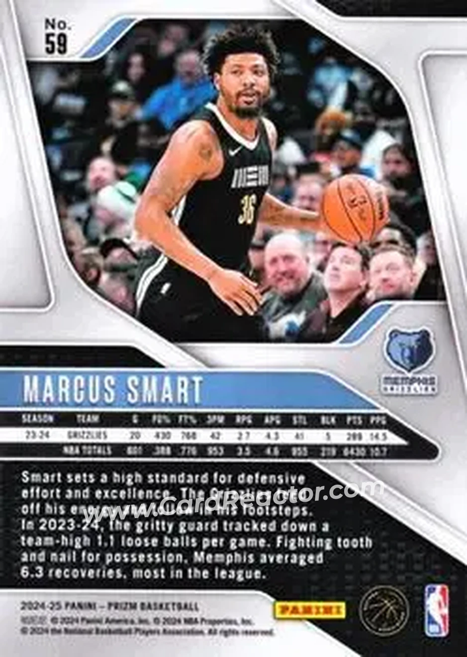 2024-25 Panini Prizm #59 - Marcus Smart - Memphis Grizzlies - Back 2024-25 Panini Prizm #59 - Marcus Smart - Memphis Grizzlies - Back