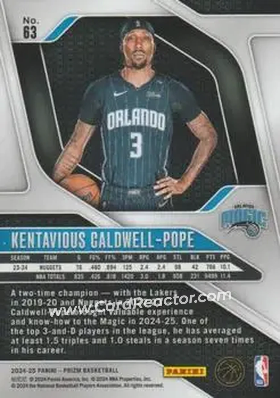 2024-25 Panini Prizm #63 - Kentavious Caldwell-Pope - Orlando Magic - Back