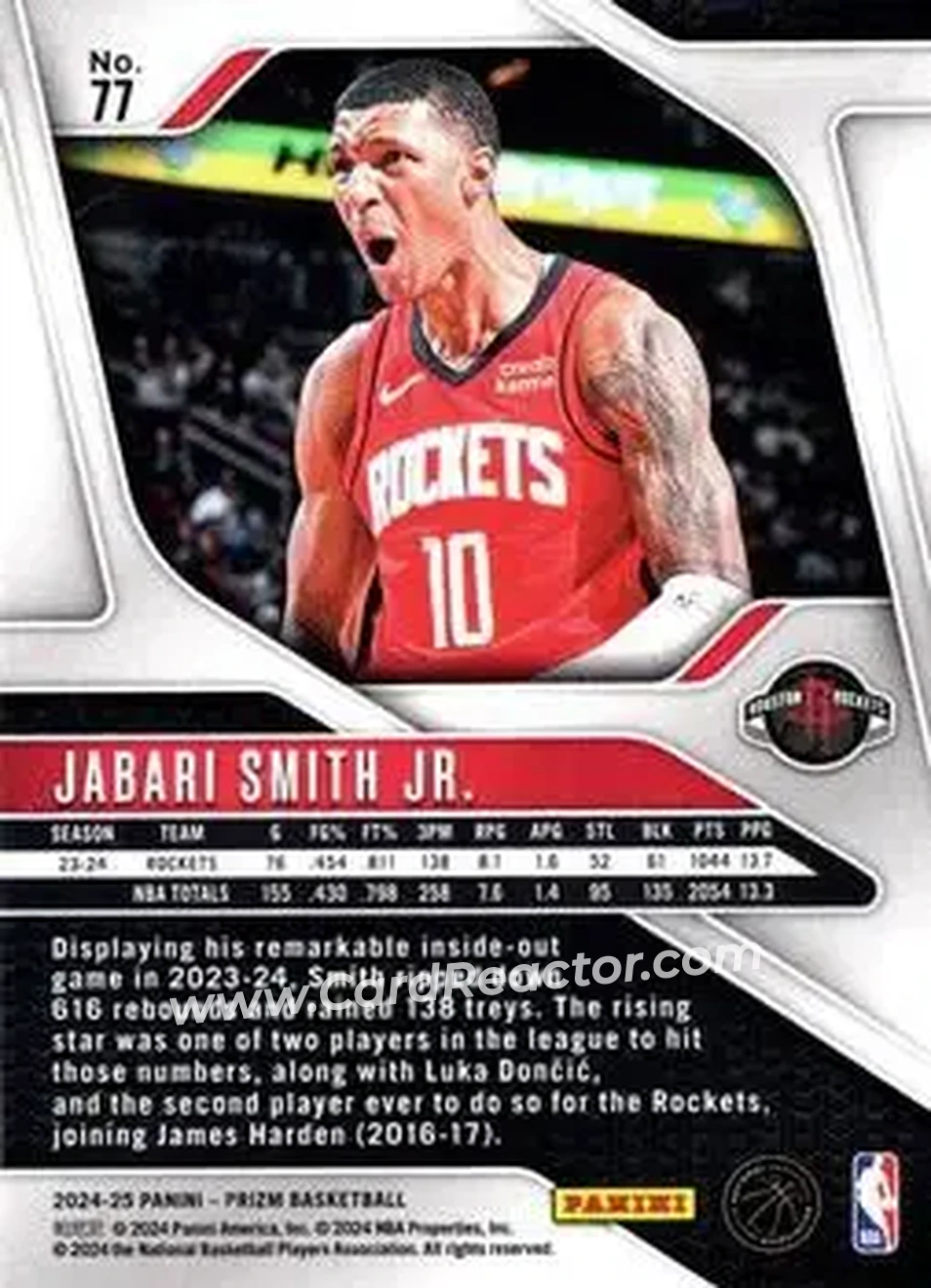 2024-25 Panini Prizm #77 - Jabari Smith Jr. - Houston Rockets - Back