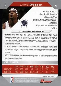 Back of Chris Webber