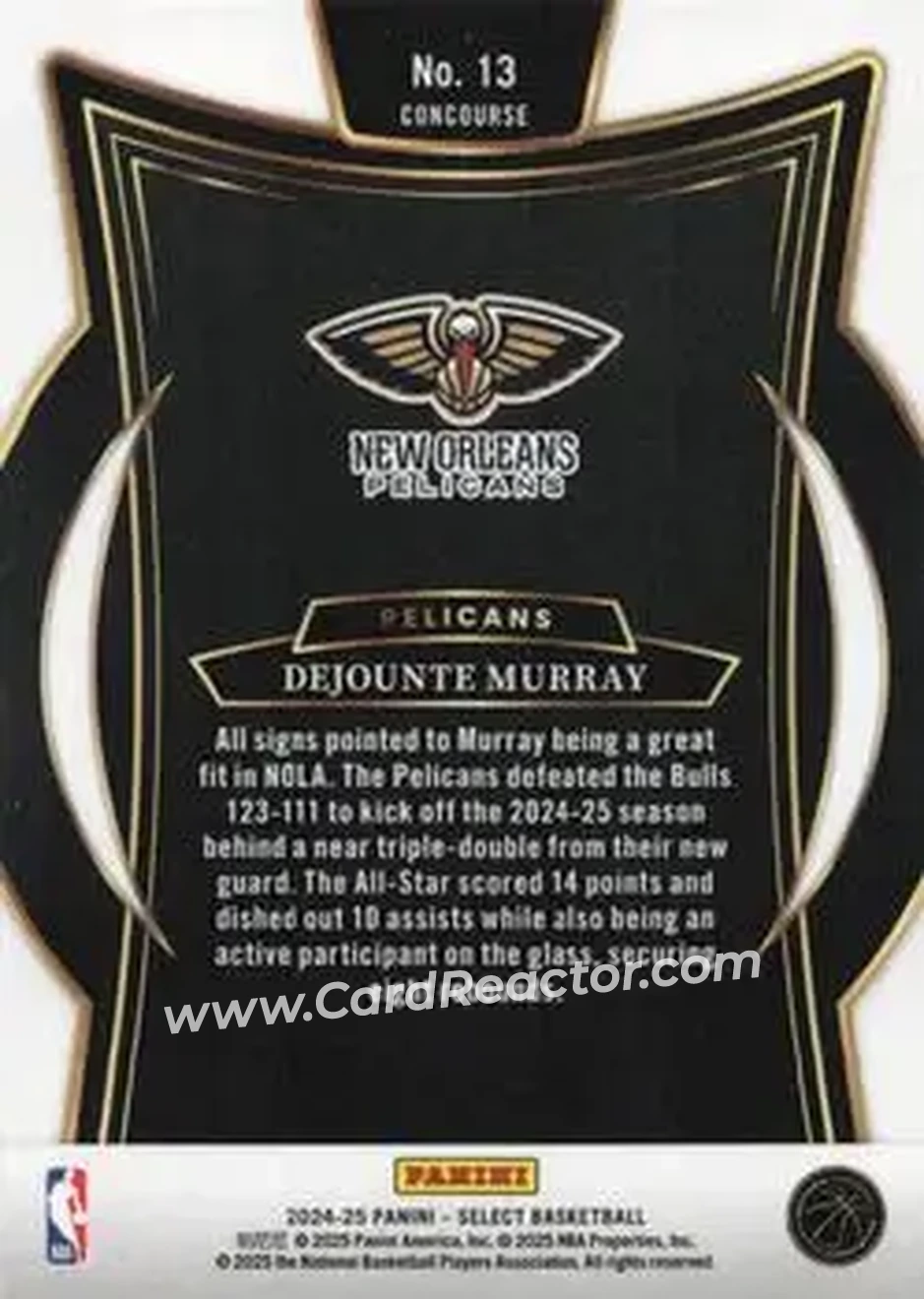 2024-25 Panini Select #13 - Dejounte Murray - New Orleans Pelicans - Back