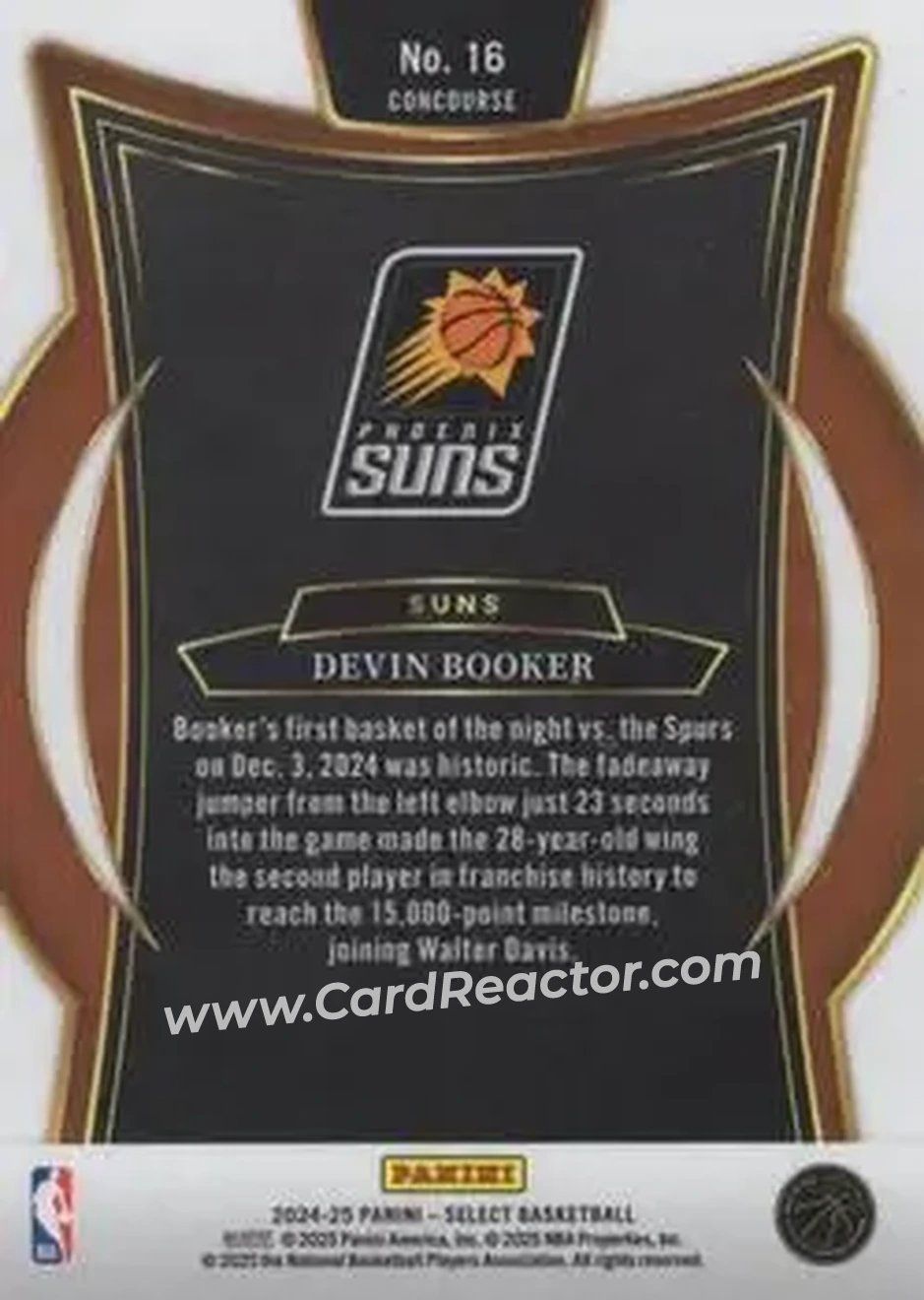 2024-25 Panini Select #16 - Devin Booker - Phoenix Suns - Back