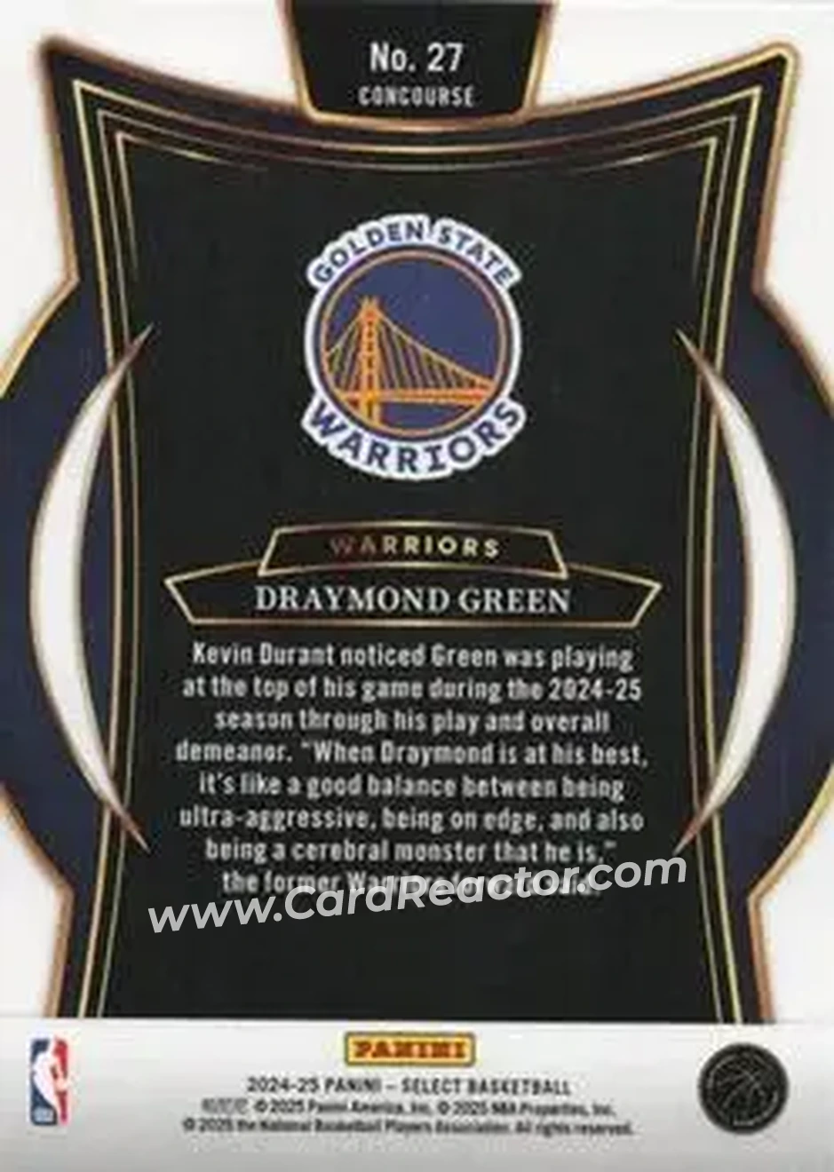 2024-25 Panini Select #27 - Draymond Green - Golden State Warriors - Back