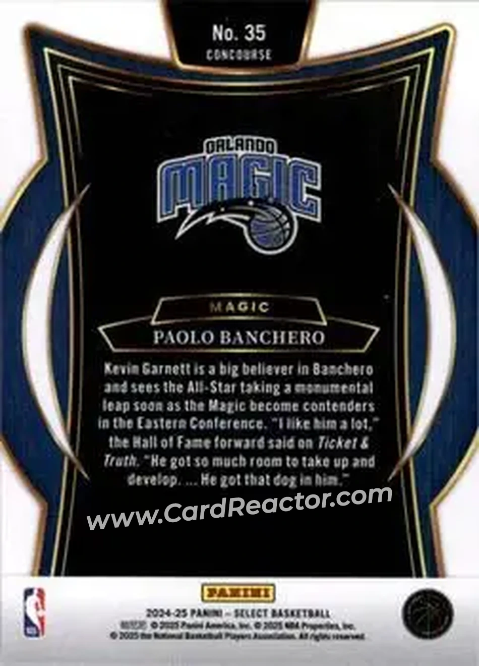 2024-25 Panini Select #35 - Paolo Banchero - Orlando Magic - Back