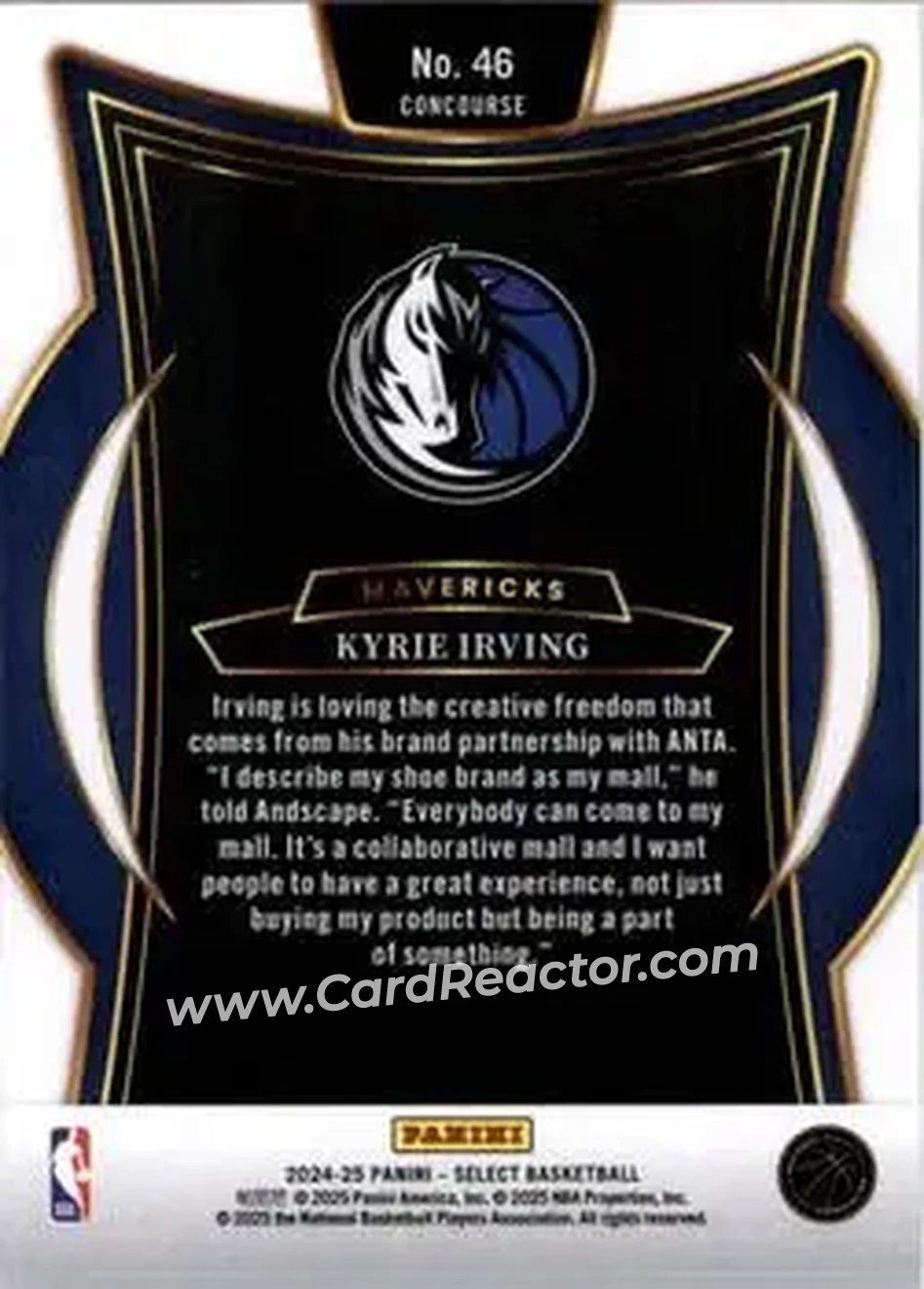 2024-25 Panini Select #46 - Kyrie Irving - Dallas Mavericks - Back 2024-25 Panini Select #46 - Kyrie Irving - Dallas Mavericks - Back