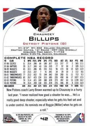Chauncey Billups 뒷면