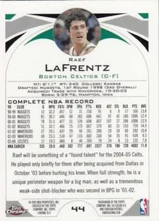 Verso de Raef LaFrentz