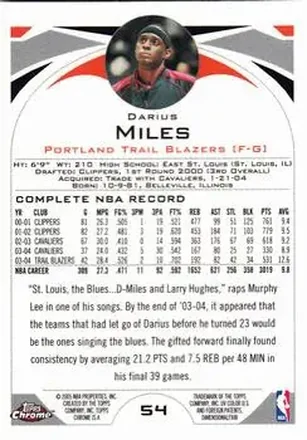Reverso de Darius Miles