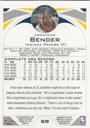 Jonathan Bender 뒷면