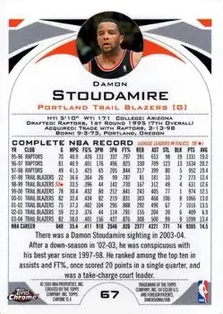 Achterkant van Damon Stoudamire