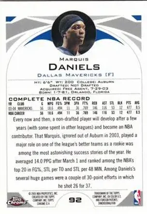 Reverso de Marquis Daniels