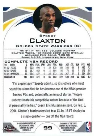 Achterkant van Speedy Claxton