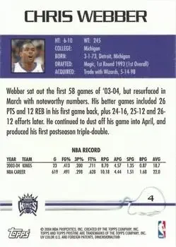 Back of Chris Webber