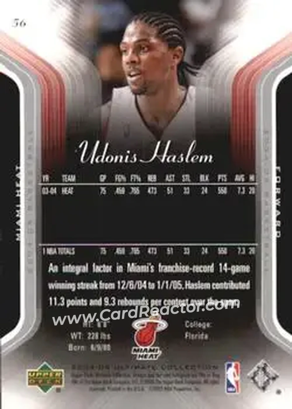 2004-05 Upper Deck Ultimate Collection #56 - Udonis Haslem - Miami Heat