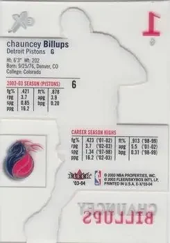 Back of Chauncey Billups