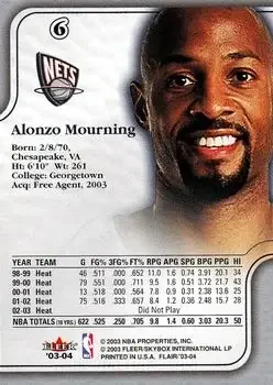 Back of Alonzo Mourning