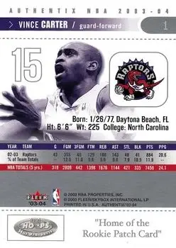 Back of Vince Carter