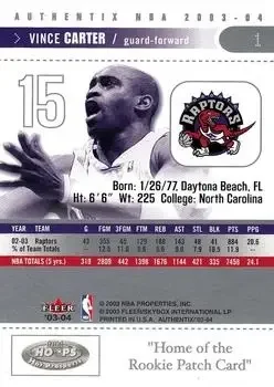 Back of Vince Carter