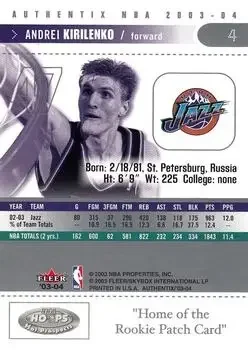 Back of Andrei Kirilenko