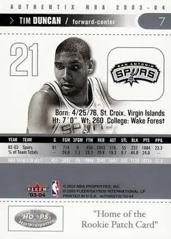 Back of Tim Duncan