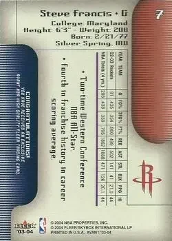 Back of Steve Francis