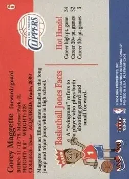 Back of Corey Maggette