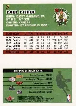 Back of Paul Pierce