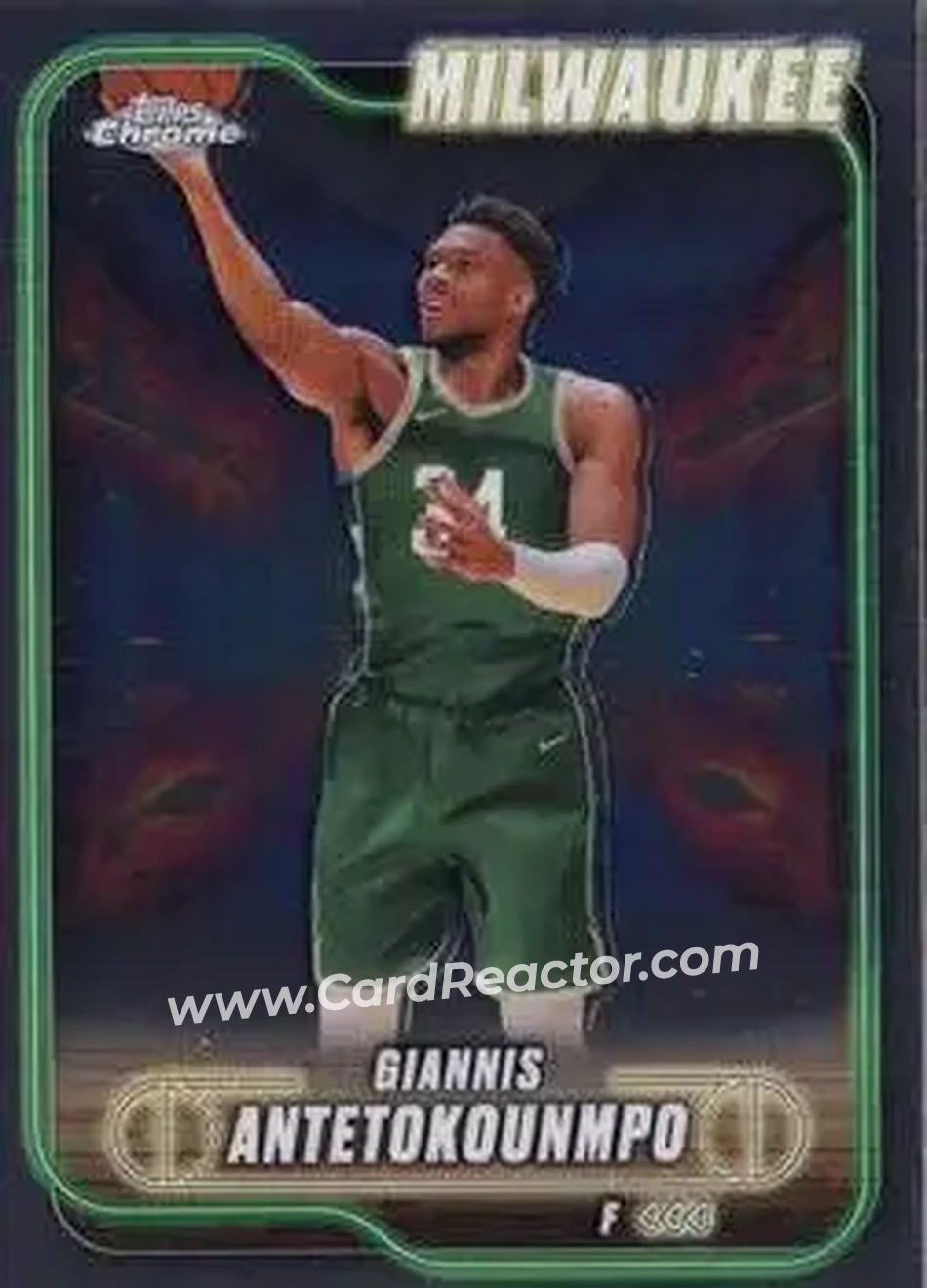 2024-25 Topps Chrome #41 - Giannis Antetokounmpo - Milwaukee Bucks - Front 2024-25 Topps Chrome #41 - Giannis Antetokounmpo - Milwaukee Bucks - Front