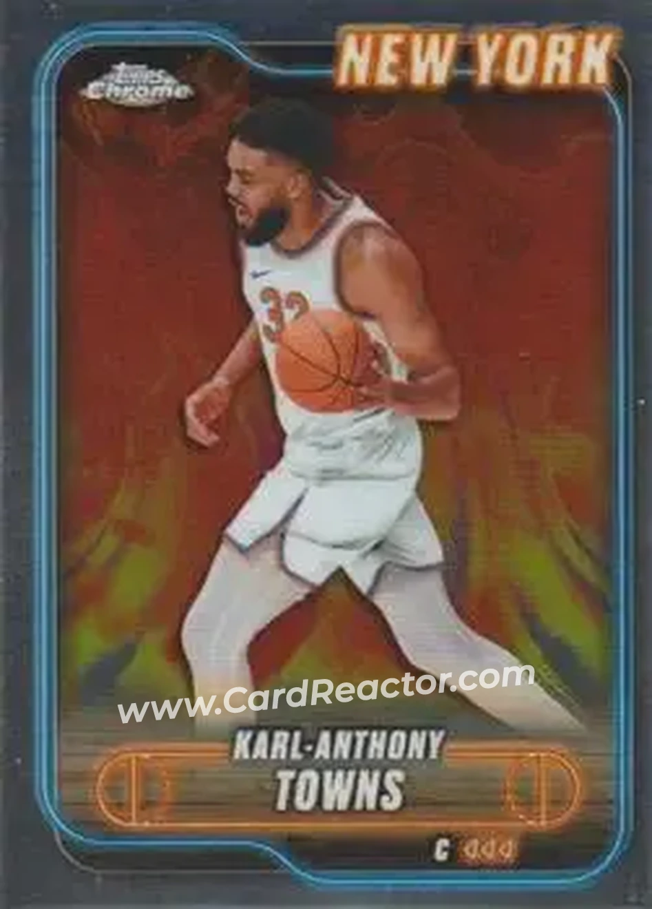 2024-25 Topps Chrome #52 - Karl-Anthony Towns - New York Knicks - Front 2024-25 Topps Chrome #52 - Karl-Anthony Towns - New York Knicks - Front