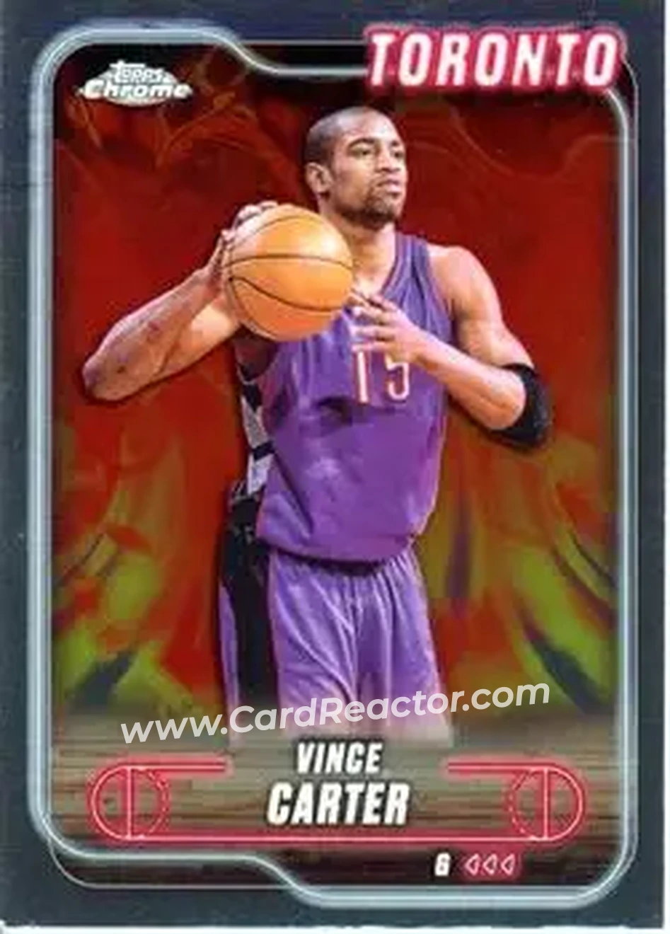 2024-25 Topps Chrome #54 - Vince Carter - Toronto Raptors - Front 2024-25 Topps Chrome #54 - Vince Carter - Toronto Raptors - Front