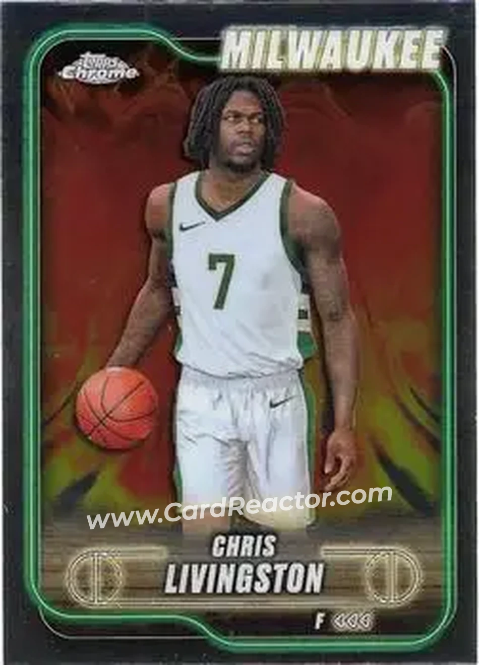 2024-25 Topps Chrome #70 - Chris Livingston - Milwaukee Bucks - Front 2024-25 Topps Chrome #70 - Chris Livingston - Milwaukee Bucks - Front