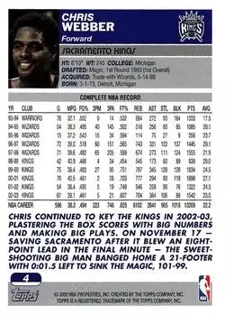 Back of Chris Webber