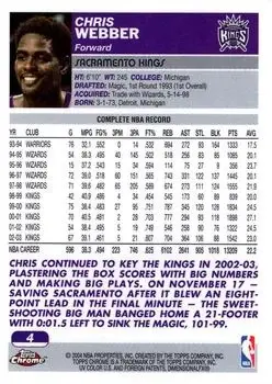 Back of Chris Webber