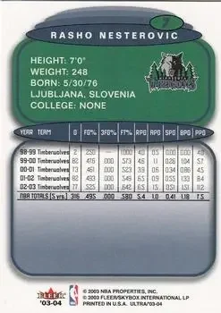 Back of Rasho Nesterović