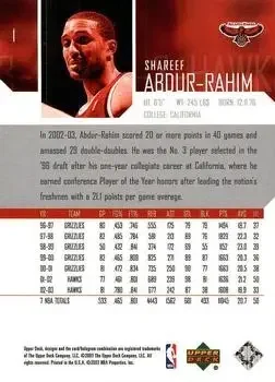 Back of Shareef Abdur-Rahim