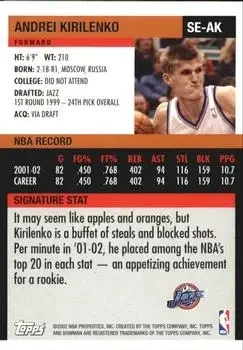 Back of Andrei Kirilenko