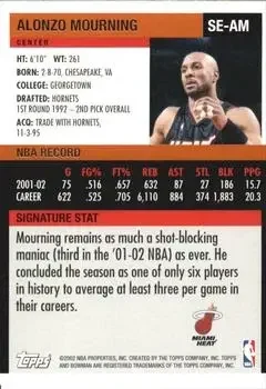Back of Alonzo Mourning
